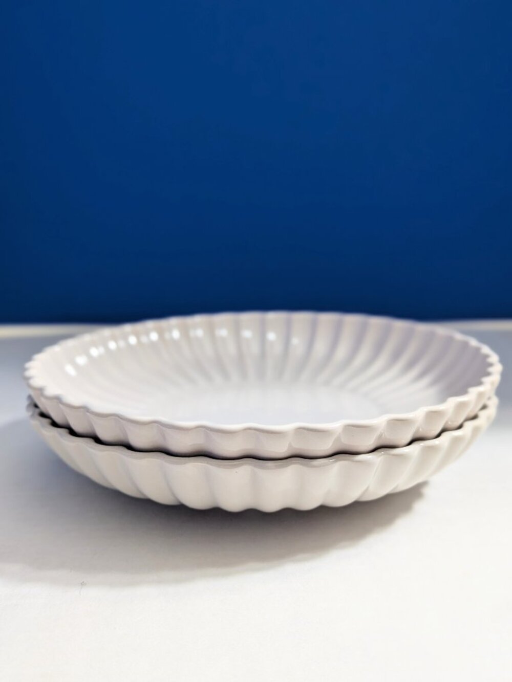 *SET OF 2*;H&M Cream Fluted 9" Stoneware Pasta/Salad Platese